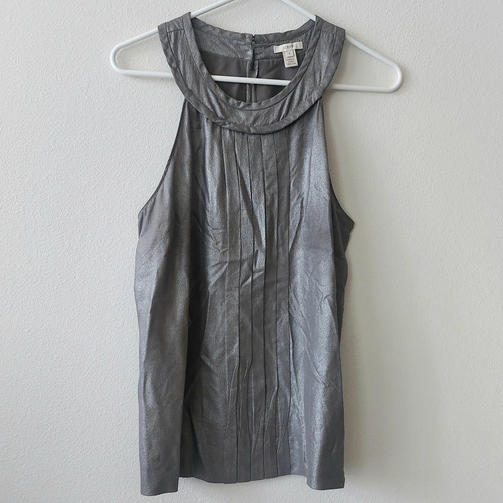 🌷3/$20🌷NWOT J.Crew Metallic Sleeveless Halter Top - Picture 2 of 4